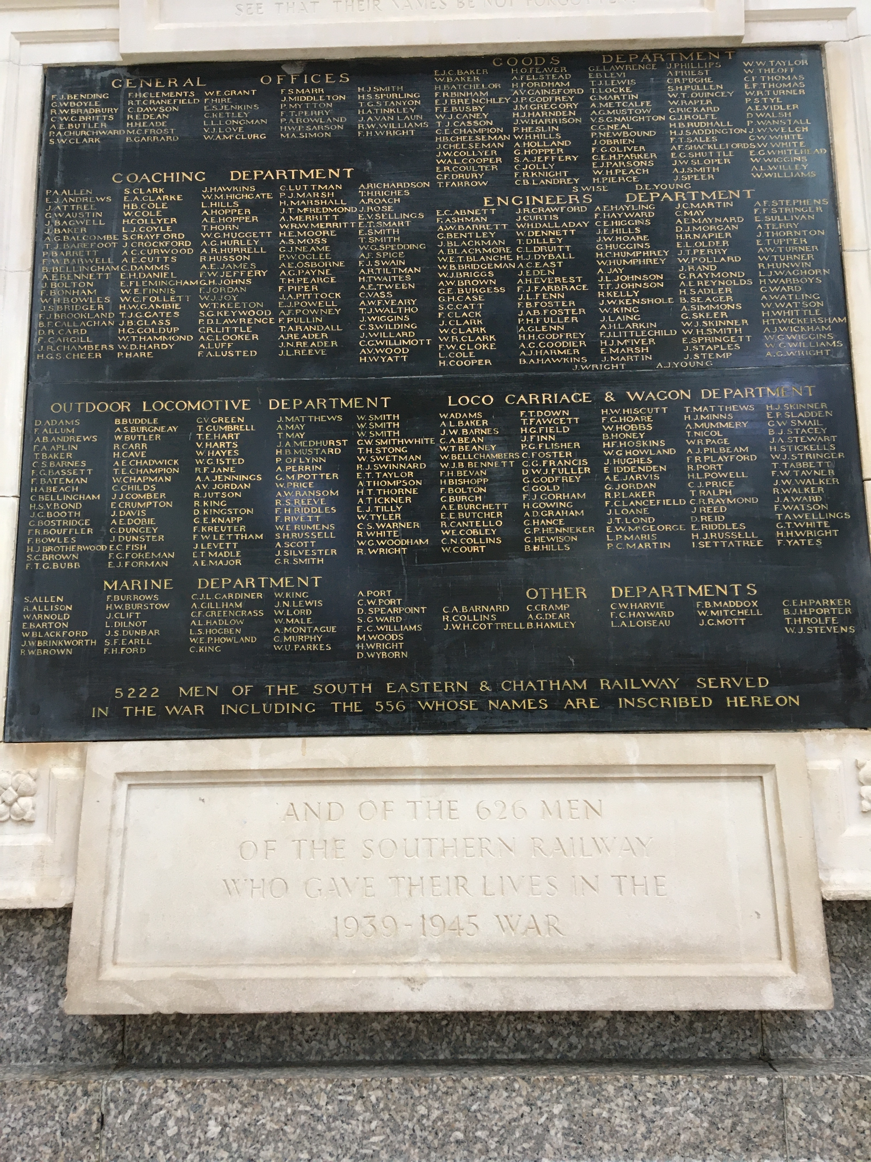 South Eastern And Chatham Railway And Southern Railway War Memorials Online