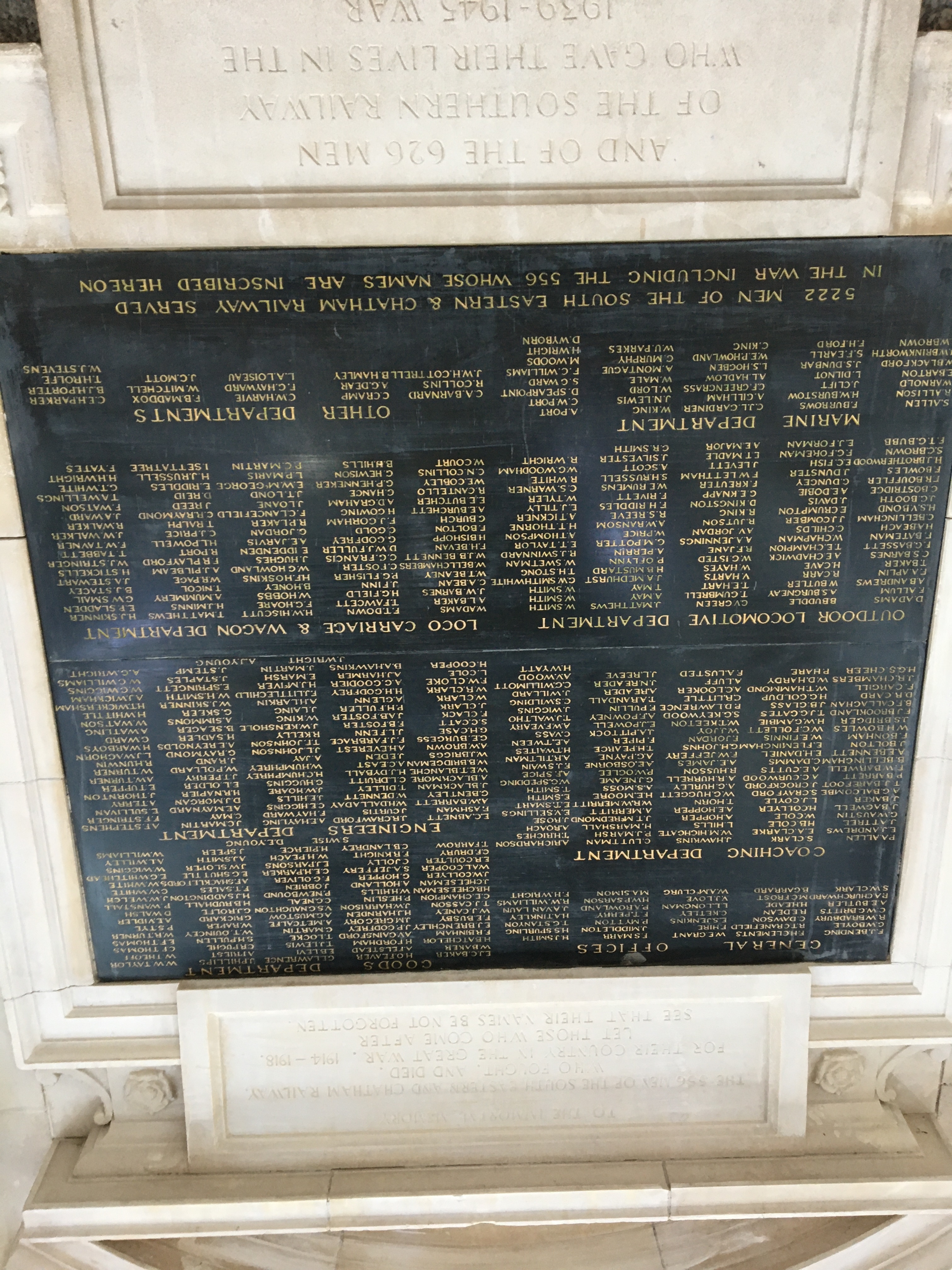 South Eastern And Chatham Railway And Southern Railway War Memorials Online