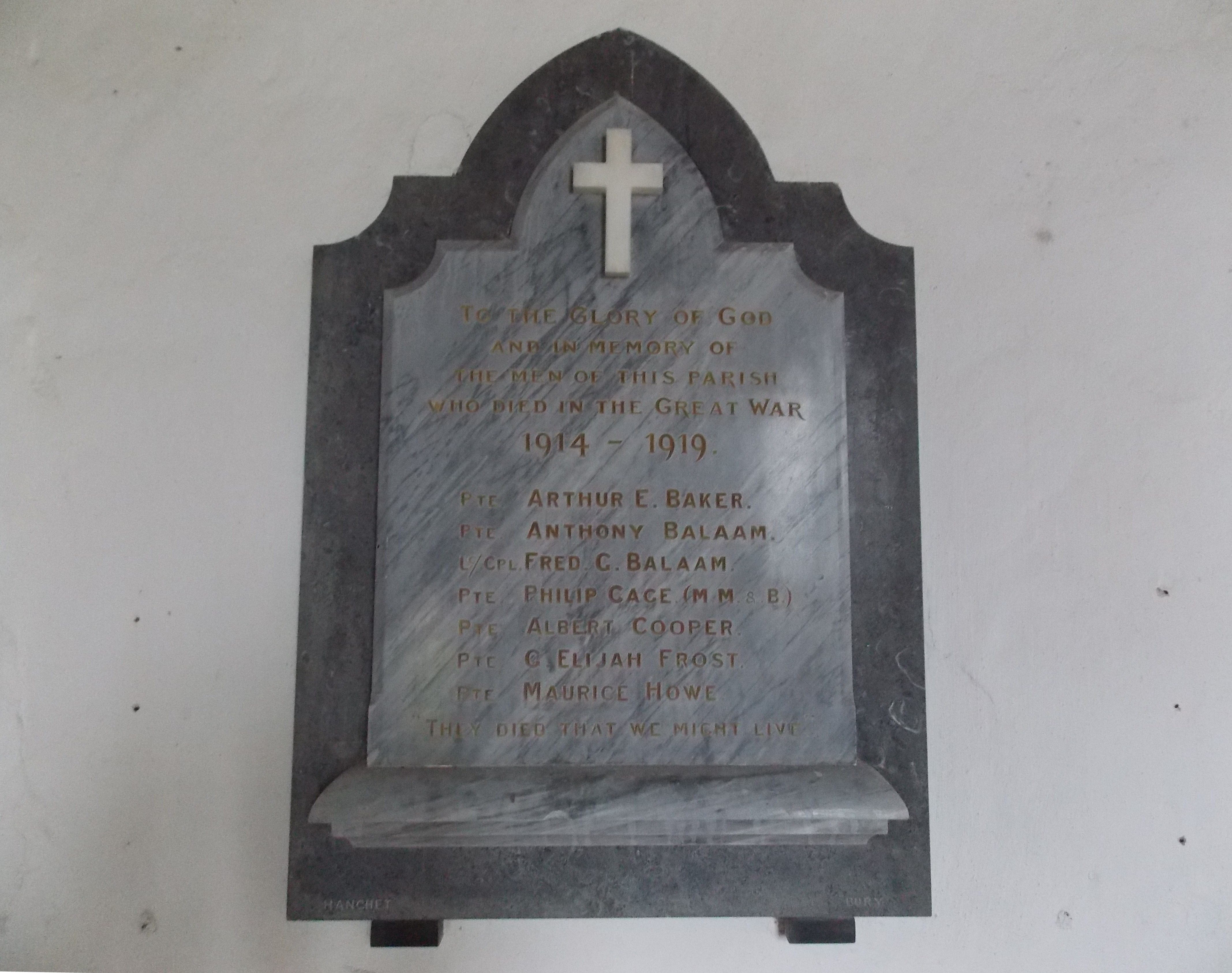 Sapiston WW1