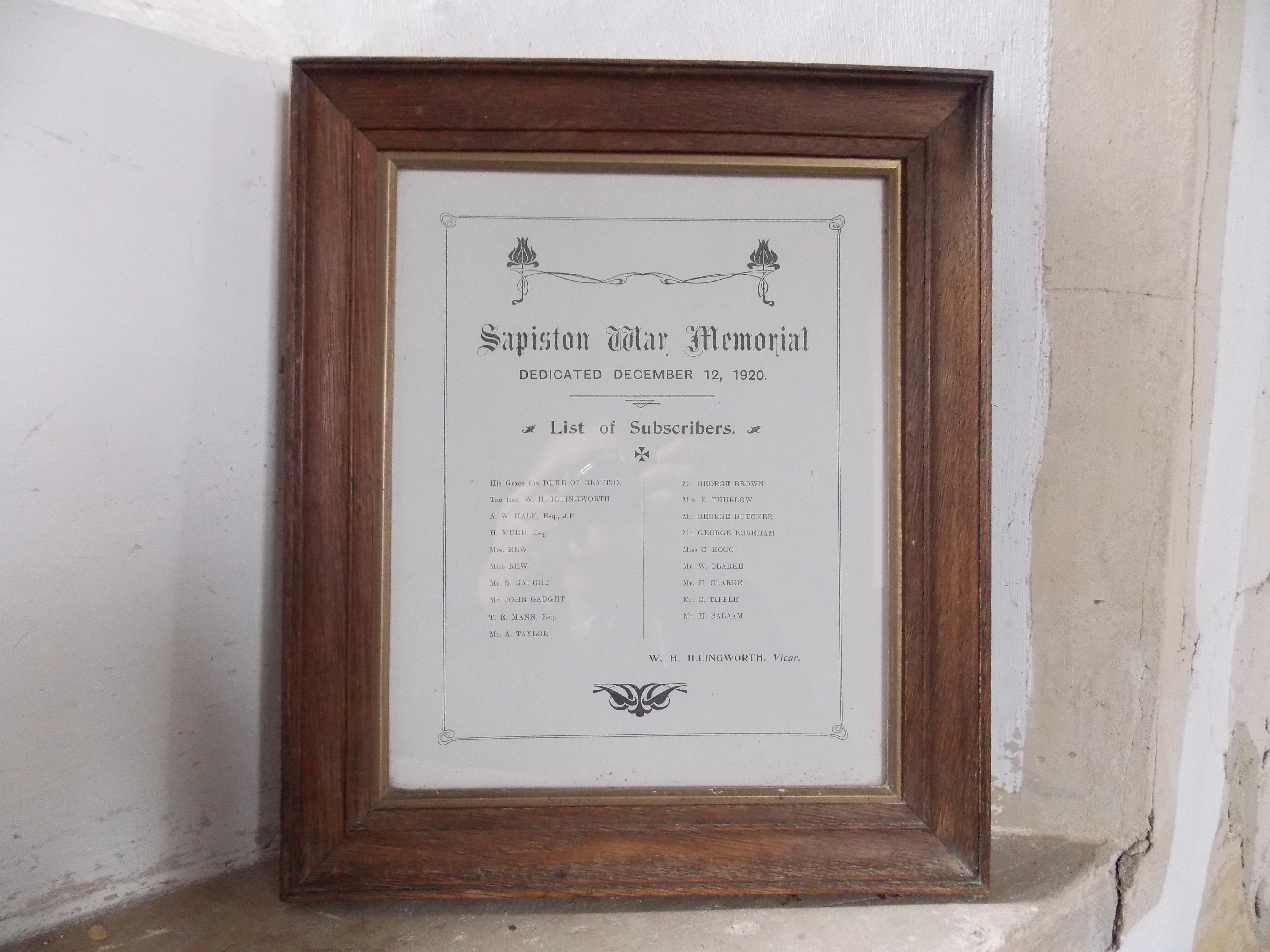 Sapiston WW1