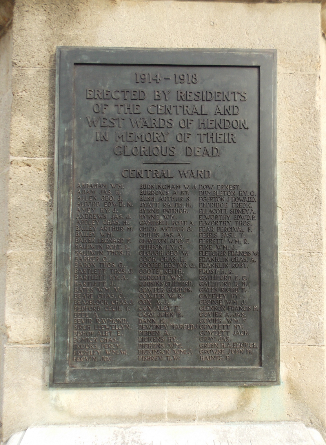 Hendon War Memorial War Memorials Online