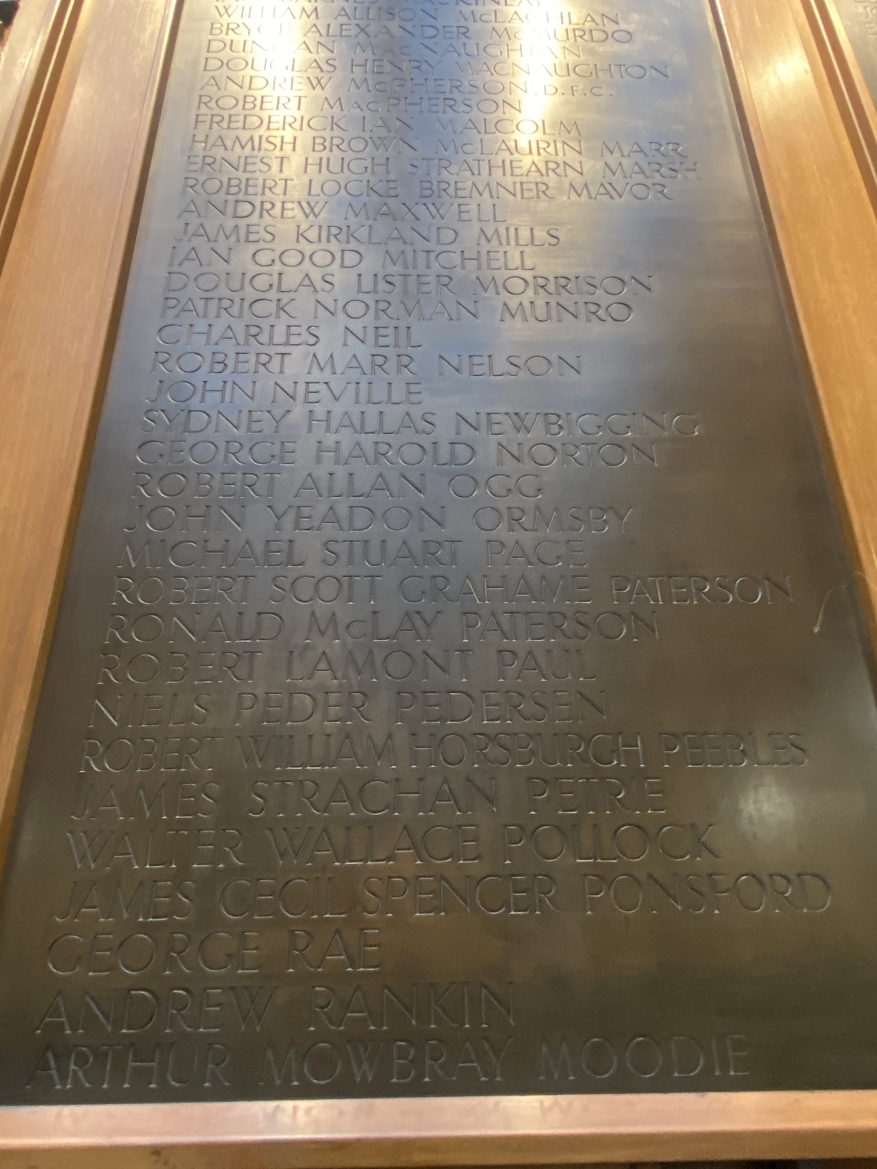 WW2 plaque (Glasgow Academicals)