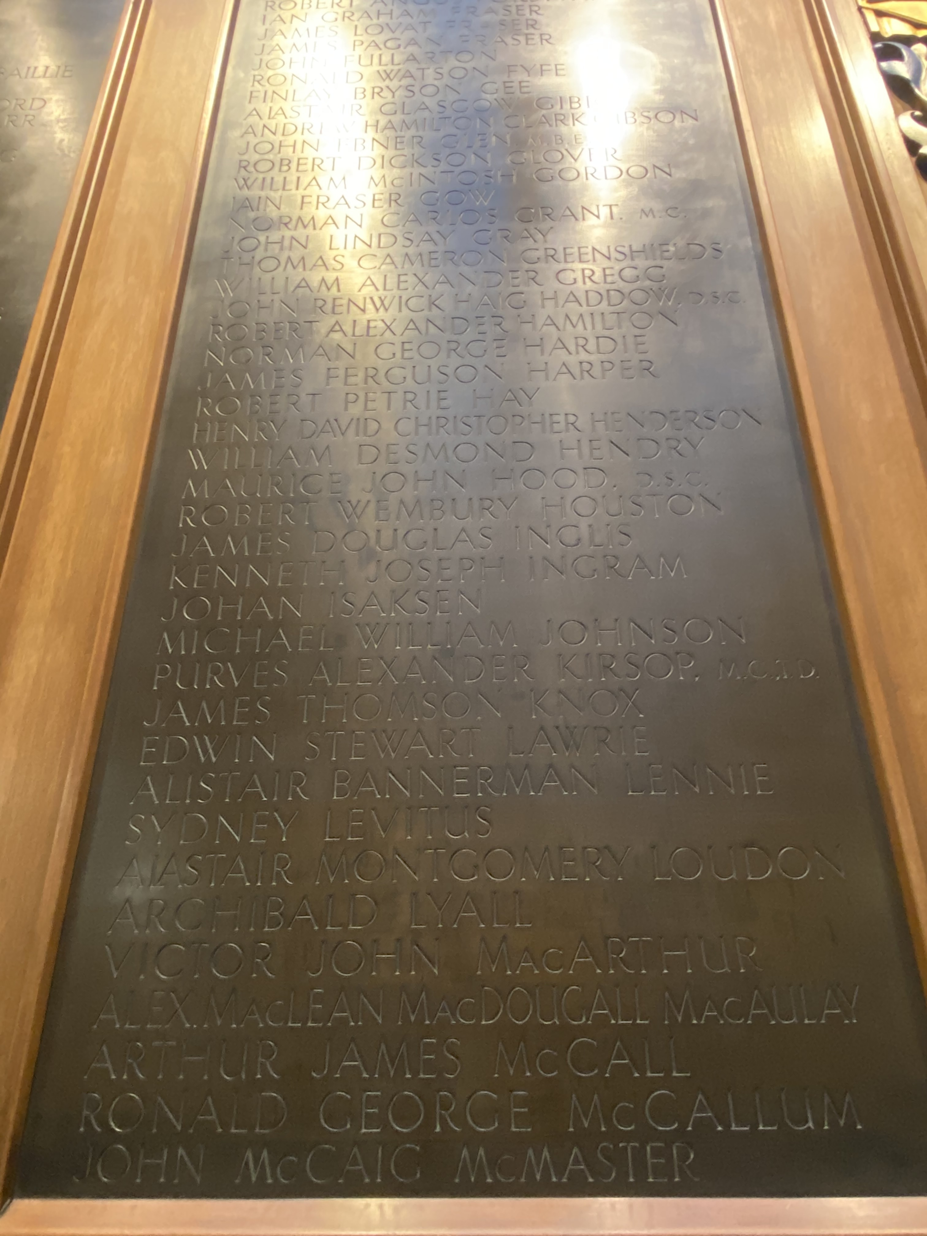 WW2 plaque (Glasgow Academicals)