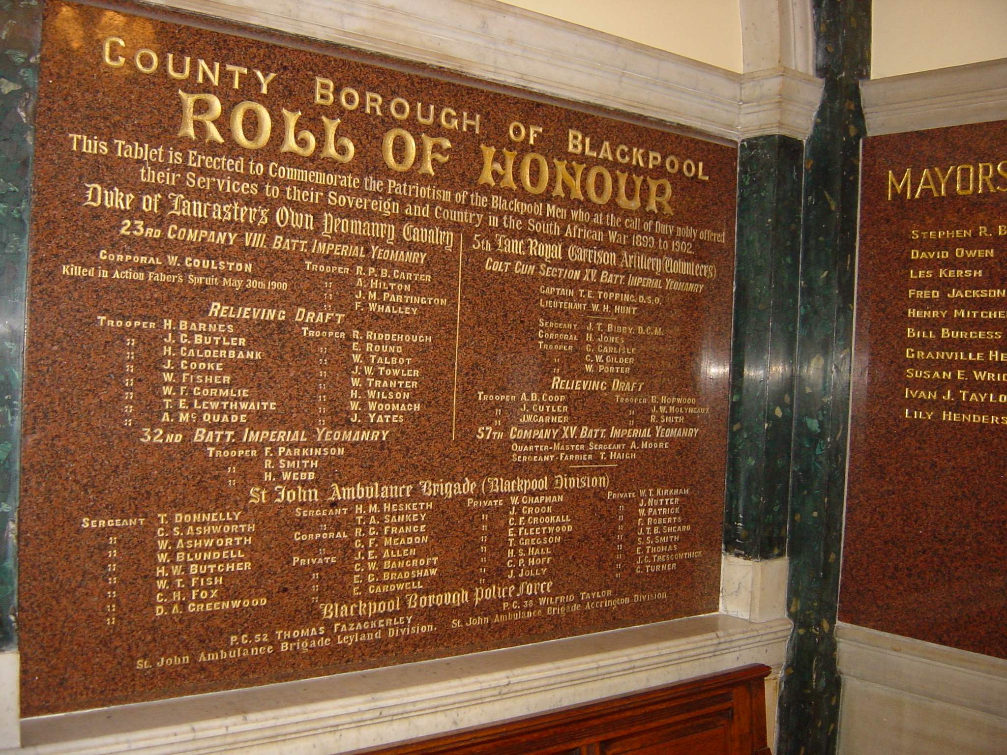 County Borough Of Blackpool Roll Of Honour War Memorials Online