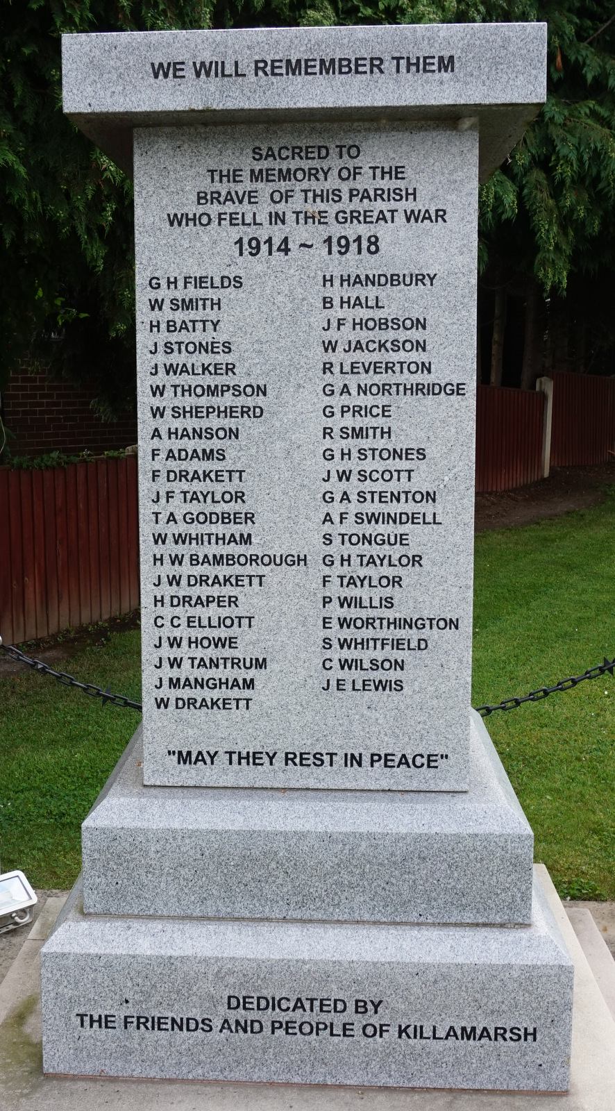 Killamarsh Memorial Stone War Memorials Online