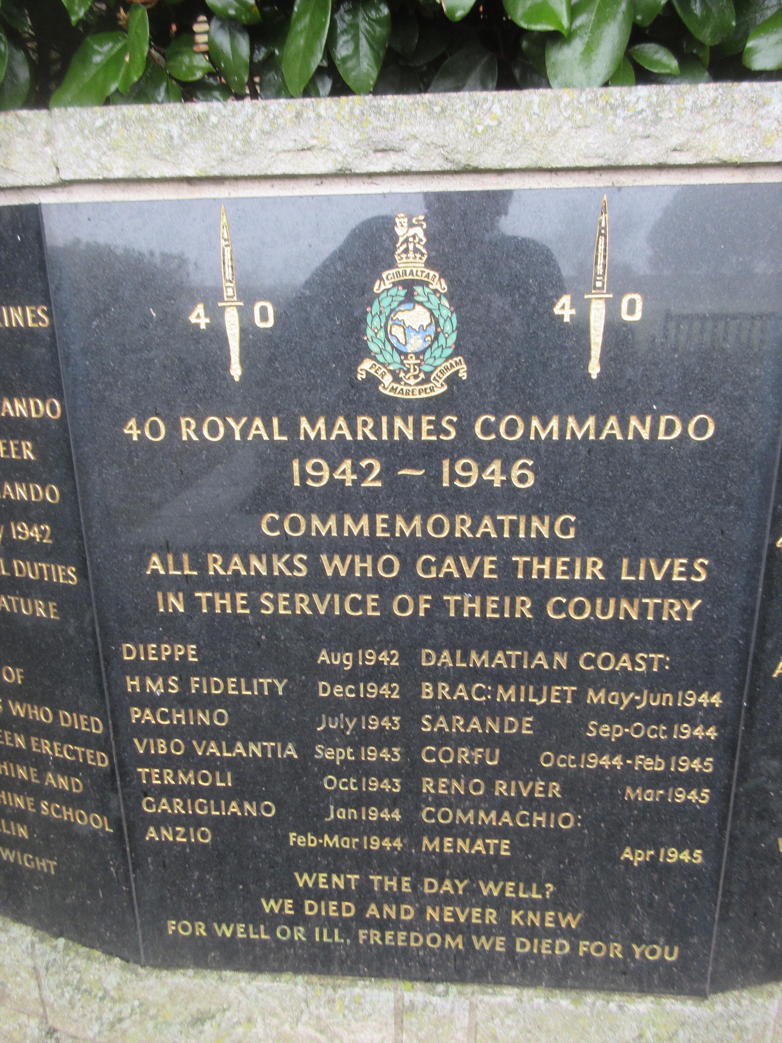 40 Royal Marine Commando WW2 Tablets - War Memorials Online