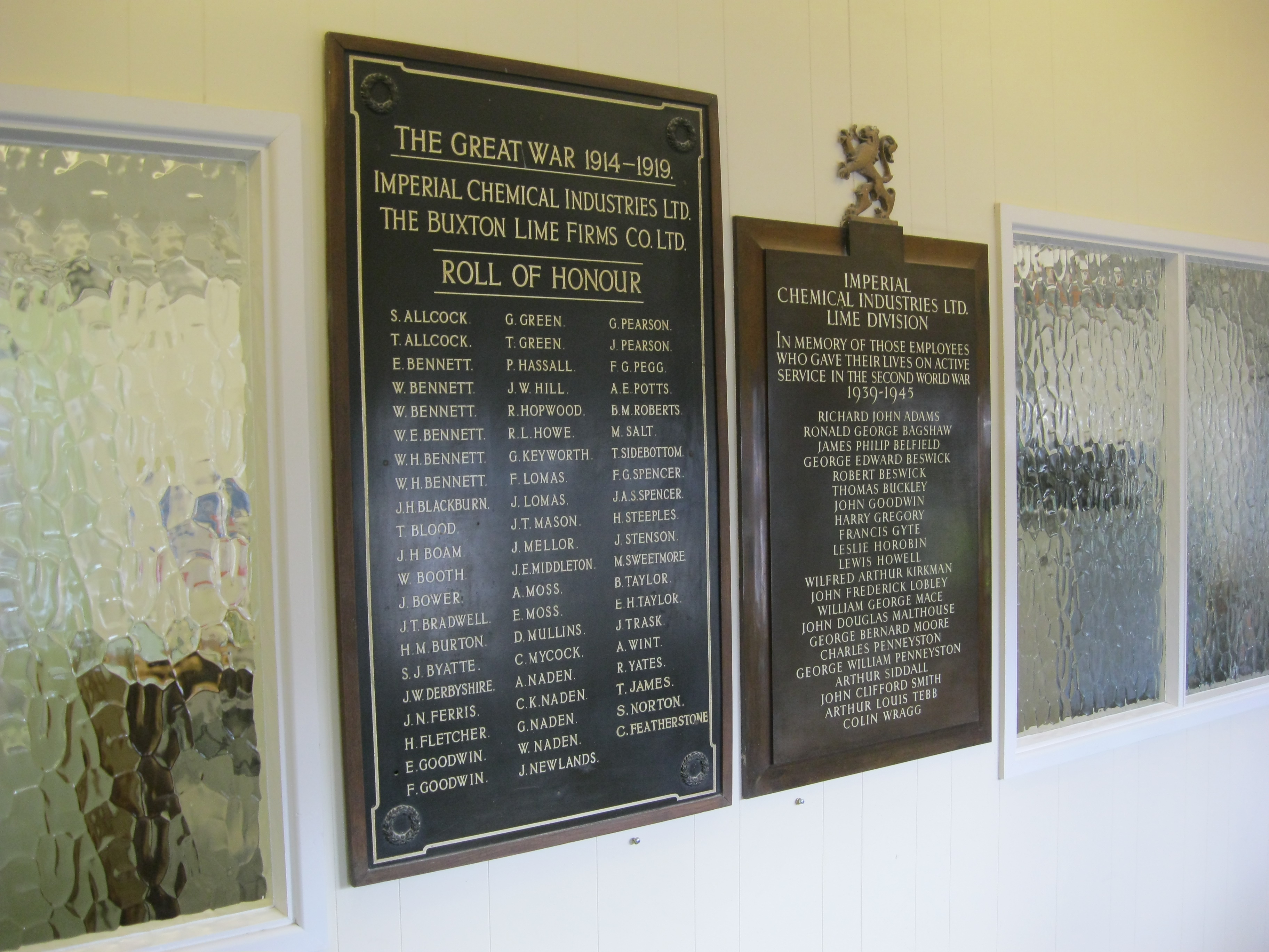 Imperial Chemical Industries Ltd Buxton Lime Firms Co Ltd Ww1 War Memorials Online