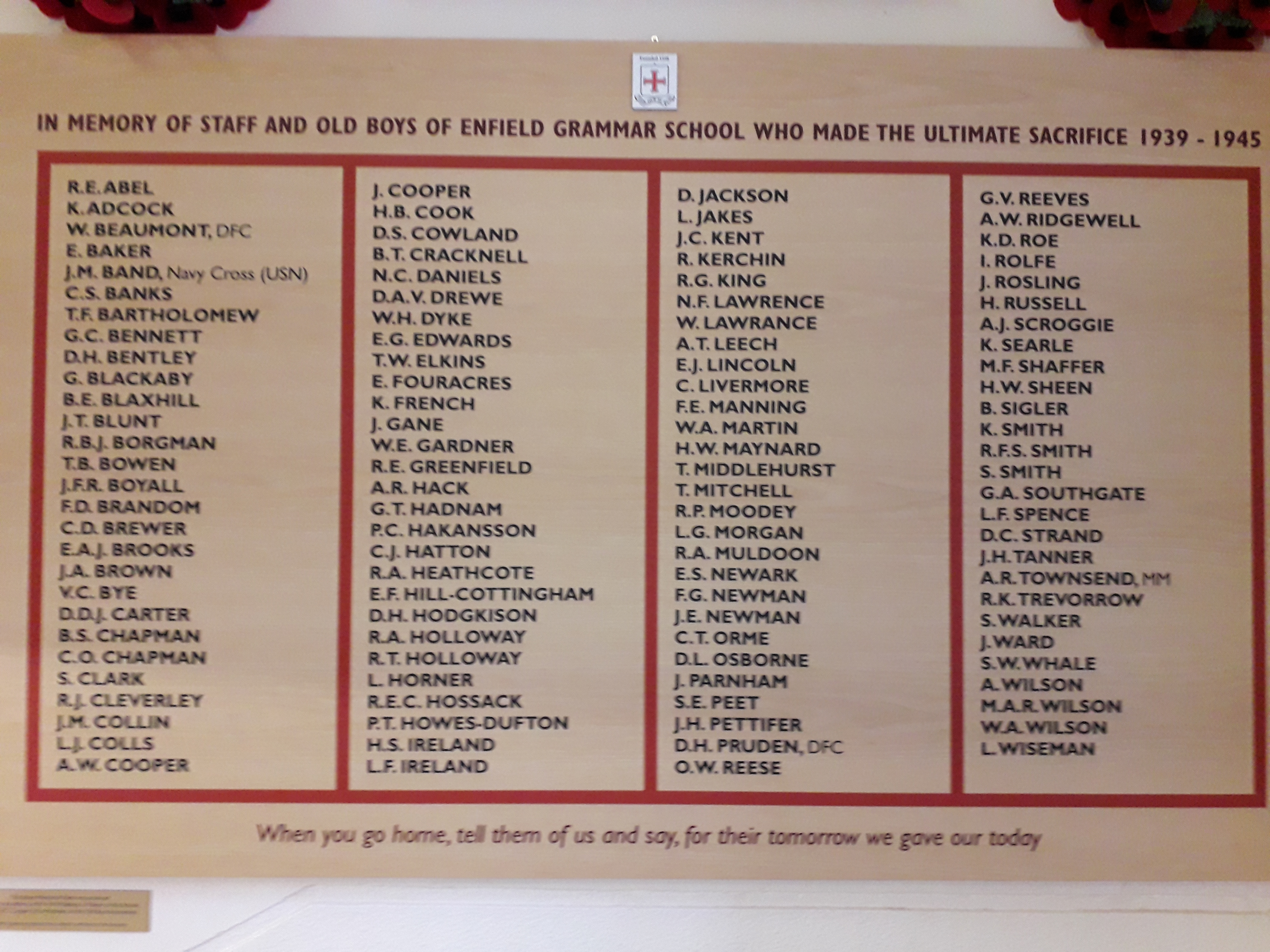 Enfield Grammar School World War 2 Memorial War Memorials Online