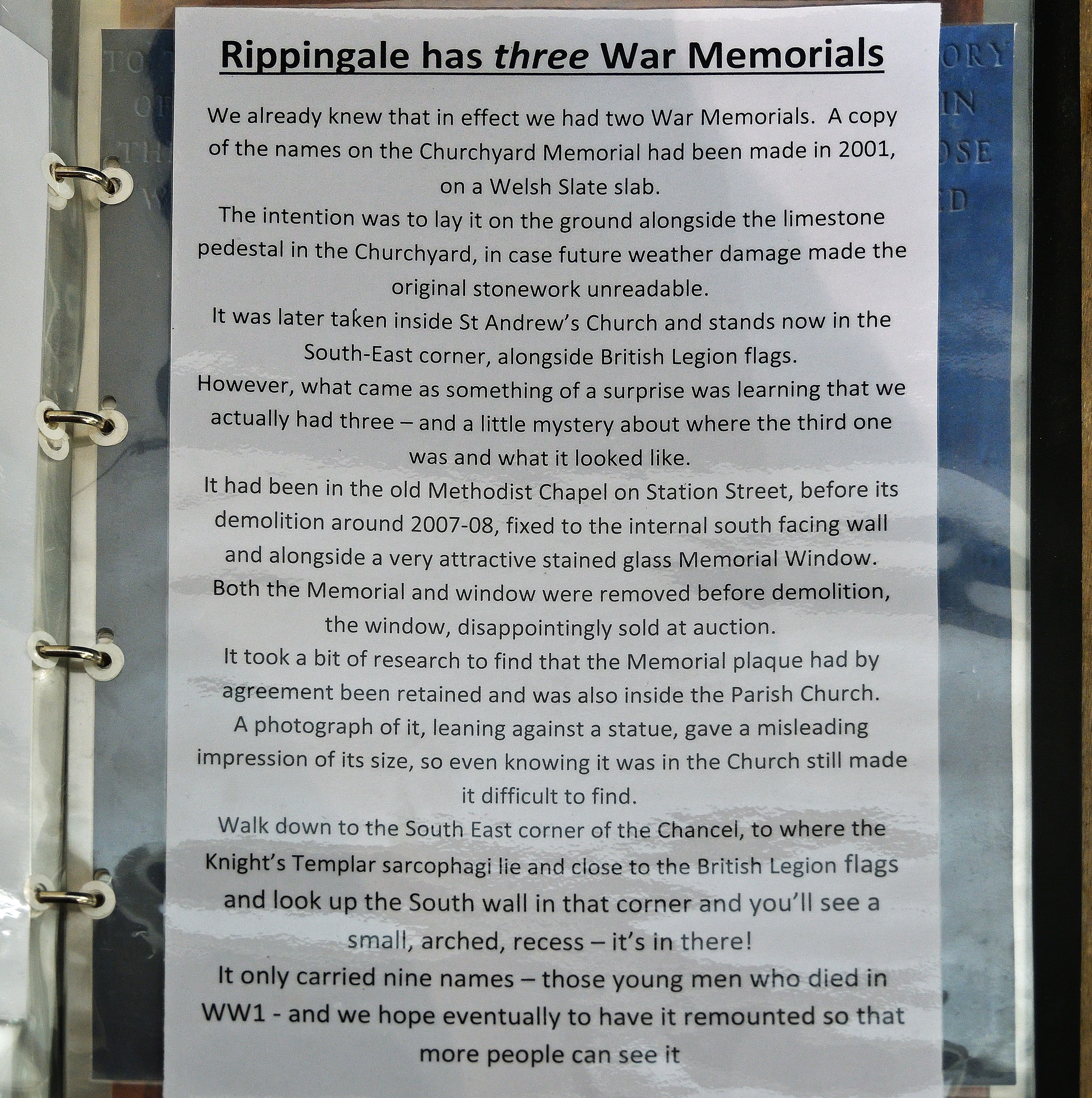 Rippingale - WW1 and WW2 tablet