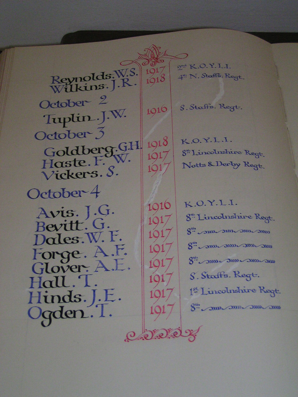 Grimsby Minster Calendar Roll Of Honour War Memorials Online