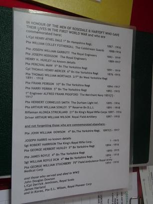 Hartoft Rigg Rosedale and Hartoft Roll of Honour